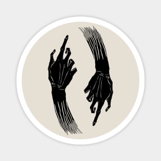 Dramabite Vintage Retro Pointing Hands Witch Halloween Black Ink Fingers Zombie Pattern Magnet